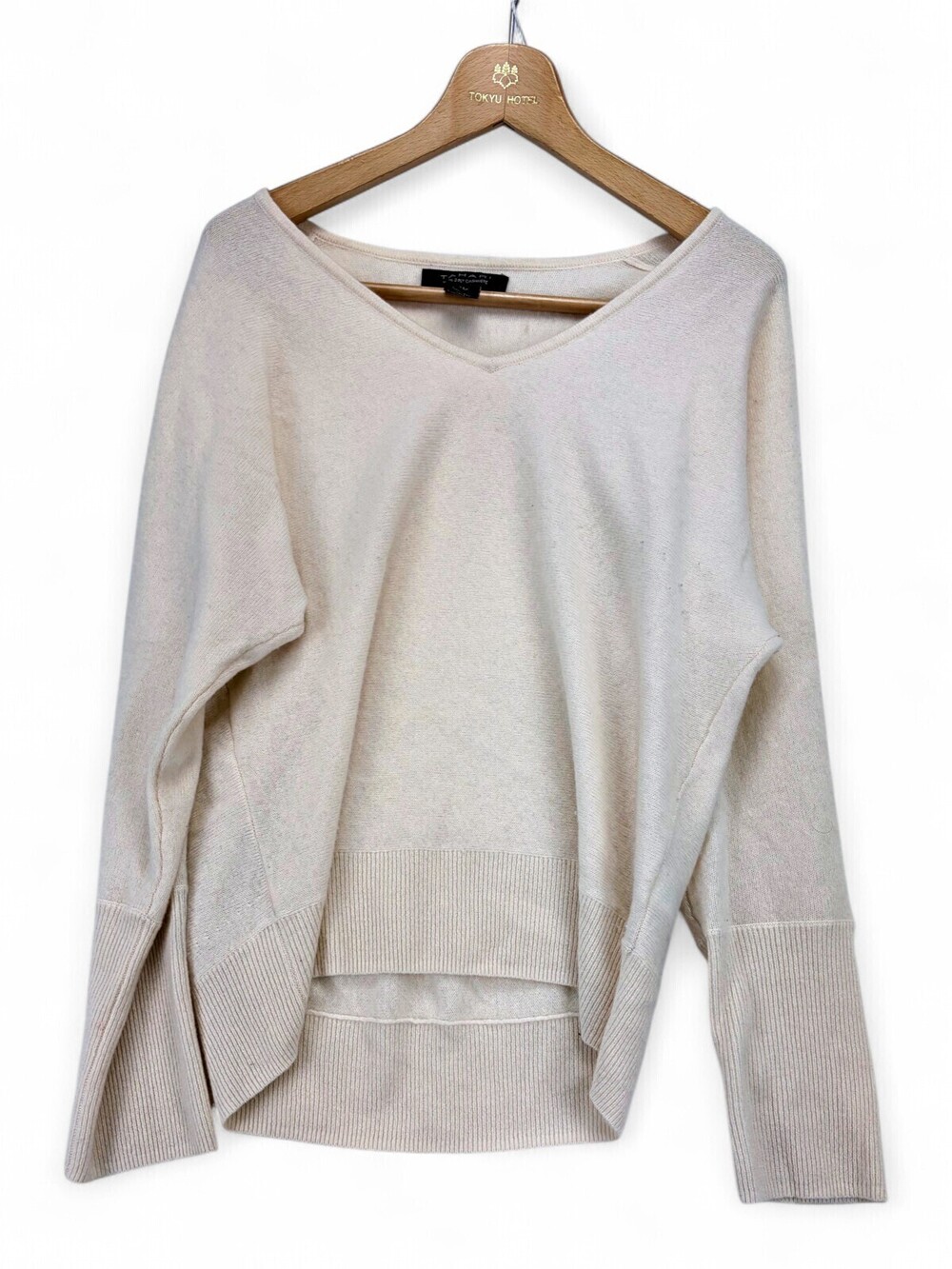 Tahari 100% Cashmere V-Neck Sweater S Ivory